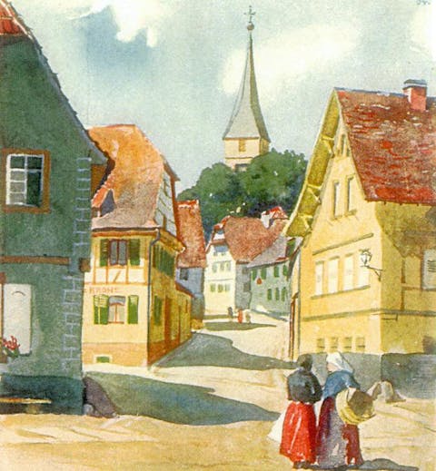 Aquarell vom Marktplatz (Stein)